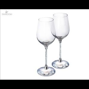 NEW SWAROVSKI CRYSTALLINE WINE GLASSES PAIR #1095948 BRAND NIB RARE STUNNING F/S